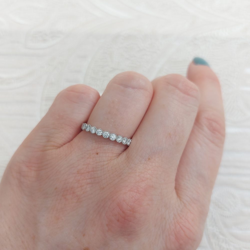 Nine Stone Diamond Millegrain Set Half Eternity Ring, 0.33ct