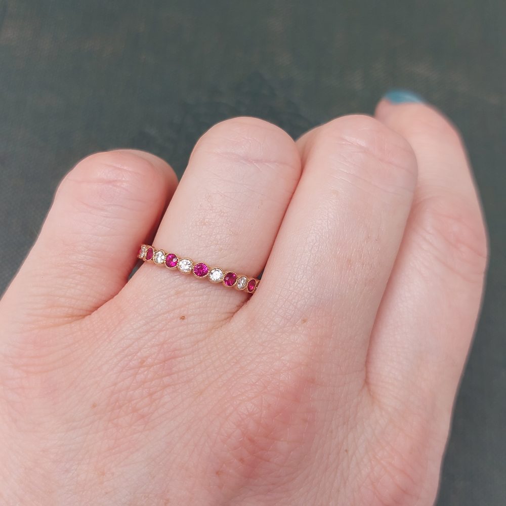 0.34ct Ruby and Diamond 18ct Rose Gold Eternity Ring