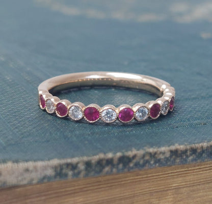 0.34ct Ruby and Diamond 18ct Rose Gold Eternity Ring