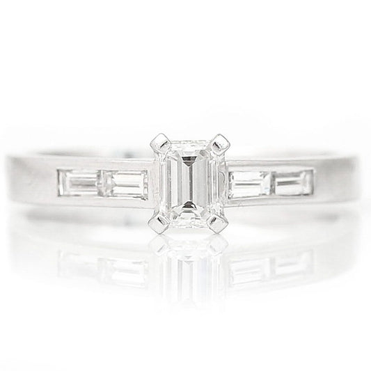 0.40ct H VS Baguette Diamond Engagement Ring in 18ct White Gold