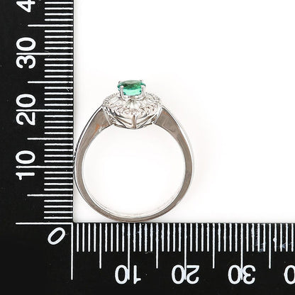 0.51ct Emerald and Diamond Navette Cluster Engagement Ring
