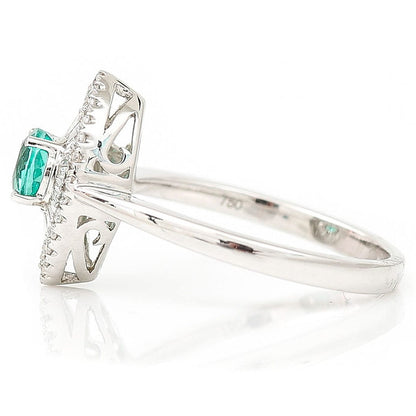0.51ct Emerald and Diamond Navette Cluster Engagement Ring