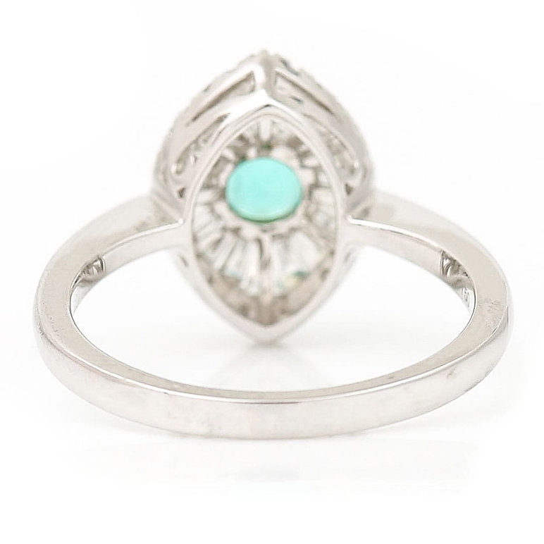 0.51ct Emerald and Diamond Navette Cluster Engagement Ring