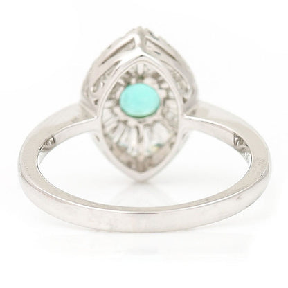 0.51ct Emerald and Diamond Navette Cluster Engagement Ring