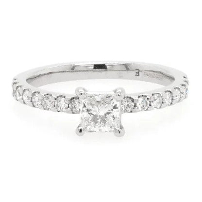 0.51ct Princess Cut Diamond Solitaire Engagement Ring with Diamond Set Shoulders in Platinum