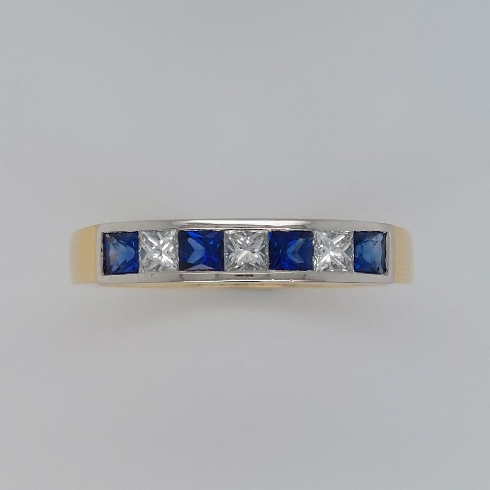 0.51ct Sapphire and Diamond Half Eternity Ring