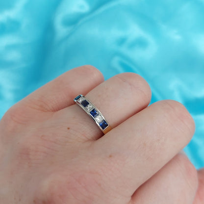 Seven Stone Sapphire and Diamond Half Eternity Ring