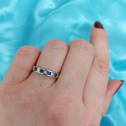 Seven Stone Sapphire and Diamond Half Eternity Ring