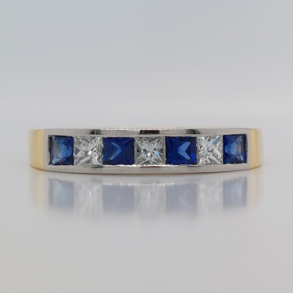 Seven Stone Sapphire and Diamond Half Eternity Ring