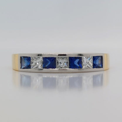 Seven Stone Sapphire and Diamond Half Eternity Ring