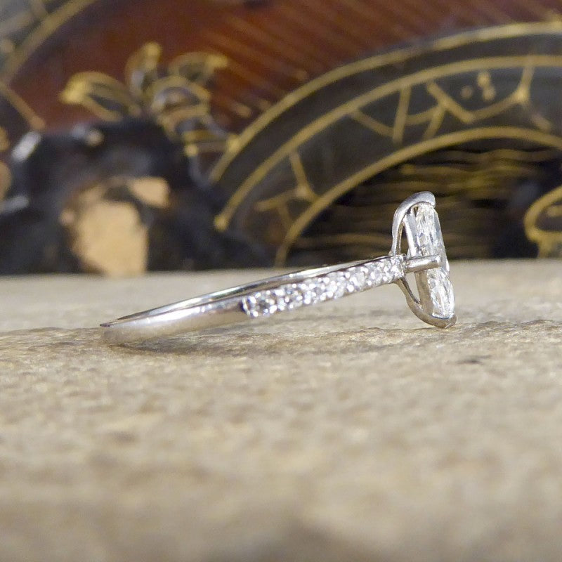 0.55ct Marquise Cut Diamond Solitaire Ring with Diamond Shoulders