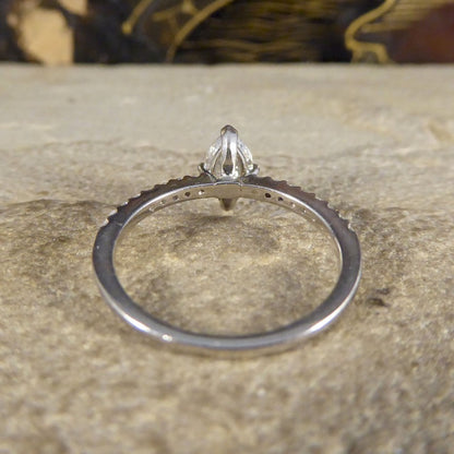 0.55ct Marquise Cut Diamond Solitaire Ring with Diamond Shoulders