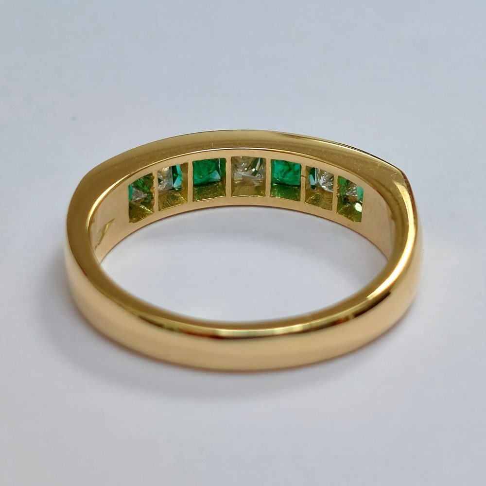 Seven Stone Emerald and Diamond Half Eternity Band Ring
