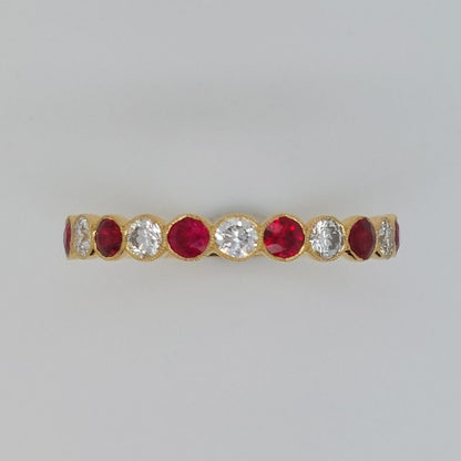 0.57ct Ruby and Diamond Millegrain Set Eternity Ring