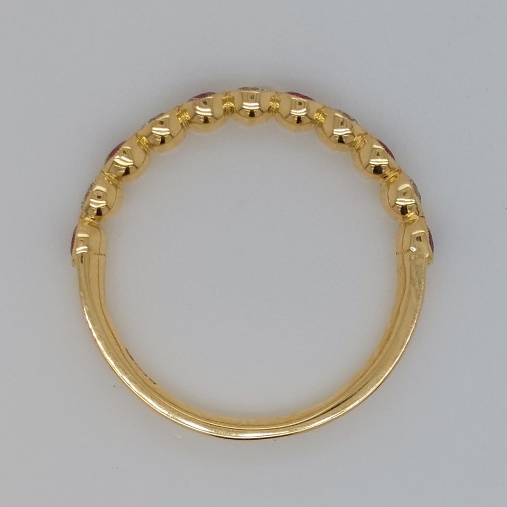 Eleven Stone Ruby and Diamond Millegrain Set Eternity Ring