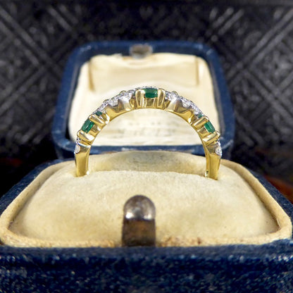 0.65ct Emerald and Diamond Lazy River Band Ring