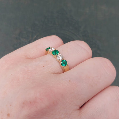 0.67ct Emerald and Diamond Five Stone Band Ring