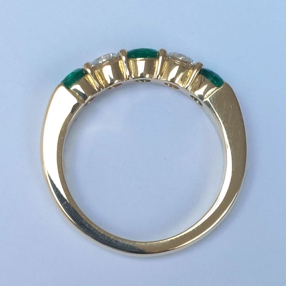 0.67ct Emerald and Diamond Five Stone Band Ring