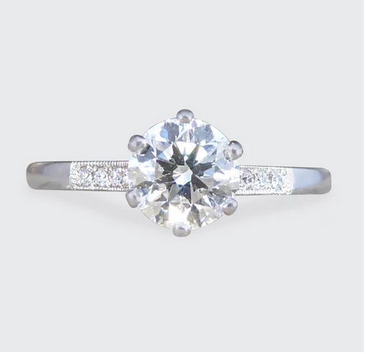 0.75ct Diamond Solitaire Engagement Ring with Diamond Shoulders