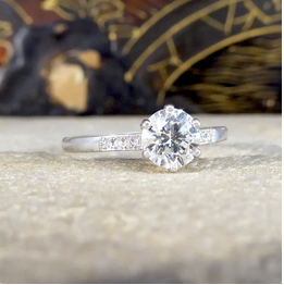 0.75ct Diamond Solitaire Engagement Ring with Diamond Shoulders