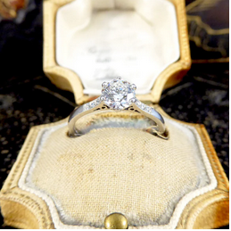 0.75ct Diamond Solitaire Engagement Ring with Diamond Shoulders
