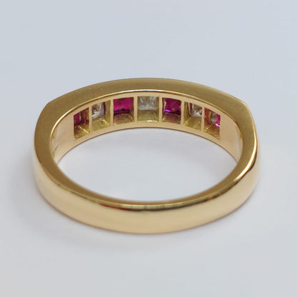 Seven Stone Ruby and Diamond Half Eternity Ring