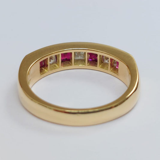 Seven Stone Ruby and Diamond Half Eternity Ring