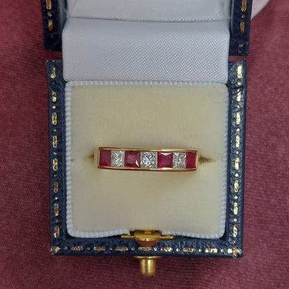 Seven Stone Ruby and Diamond Half Eternity Ring