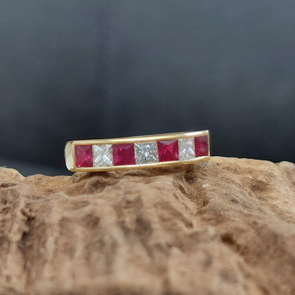 Seven Stone Ruby and Diamond Half Eternity Ring