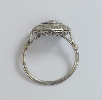 0.90ct Old European Cut Diamond and Sapphire Target Ring