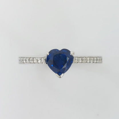 0.90ct Sapphire Heart and Diamond Ring
