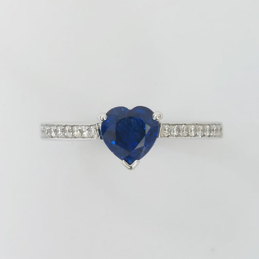 0.90ct Sapphire Heart and Diamond Ring