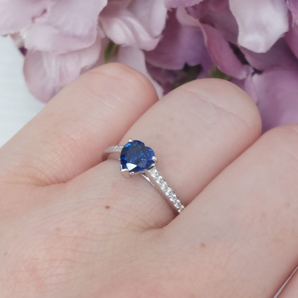 0.90ct Sapphire Heart and Diamond Ring