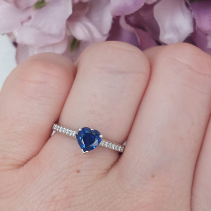 0.90ct Sapphire Heart and Diamond Ring
