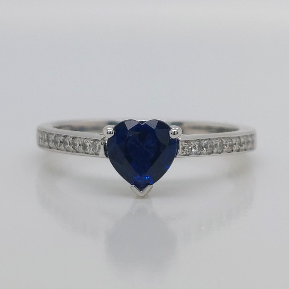 0.90ct Sapphire Heart and Diamond Ring