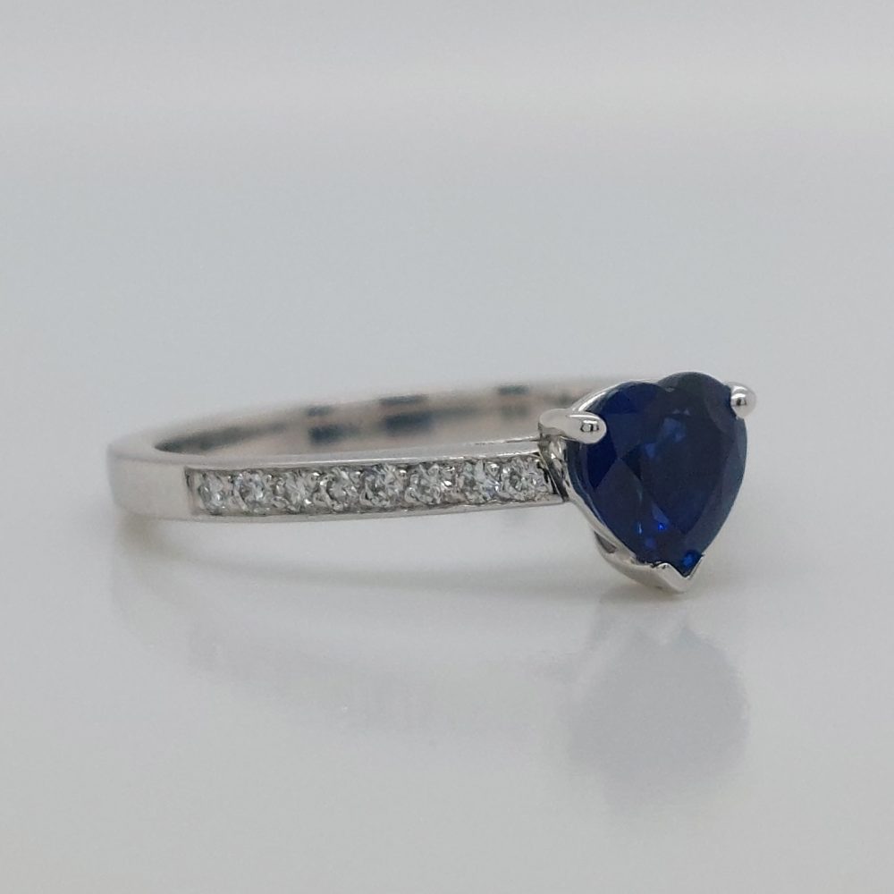 0.90ct Sapphire Heart and Diamond Ring