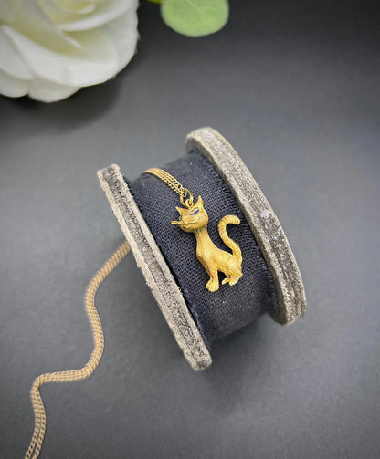 Antique 18 ct Yellow Gold, Edwardian Cat Pendant