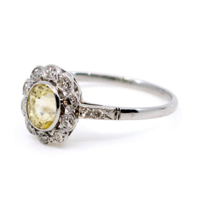 Vintage 1.00ct Yellow Sapphire and Single Cut Diamond Ring