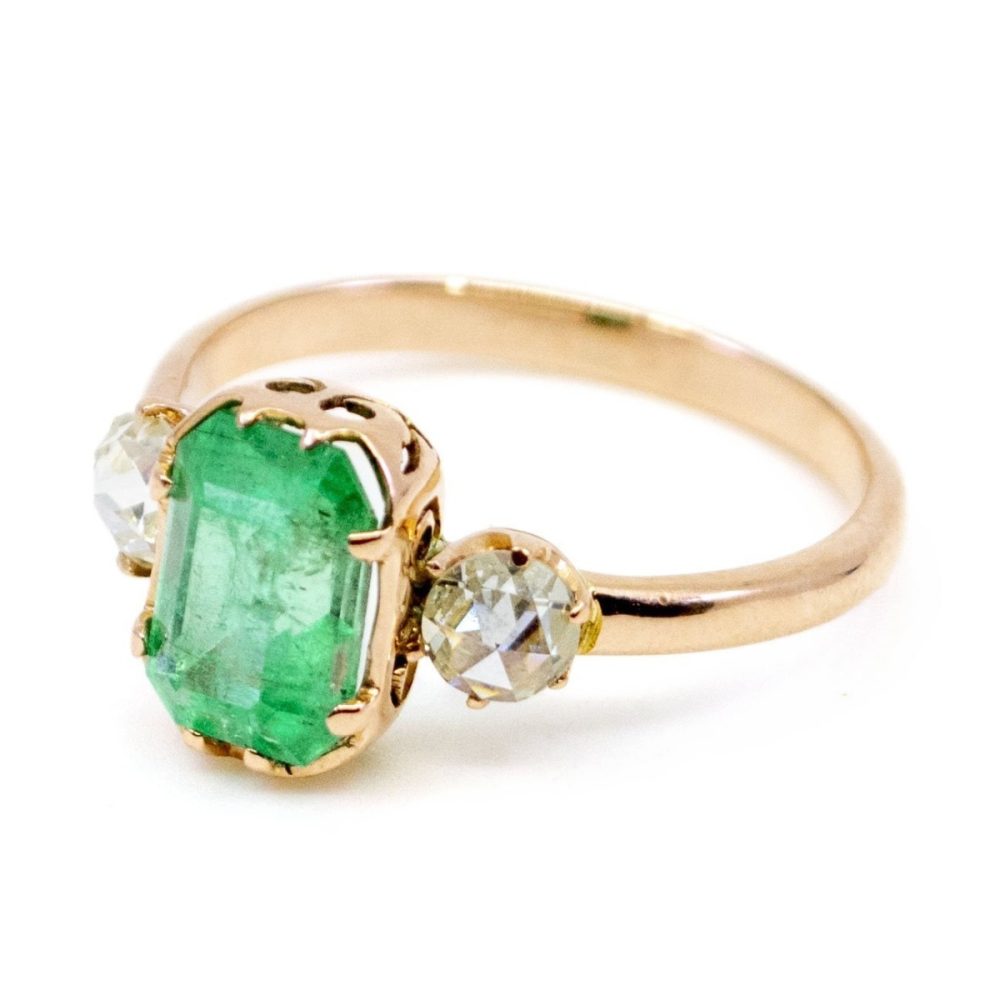 Antique Victorian Emerald and Diamond Ring