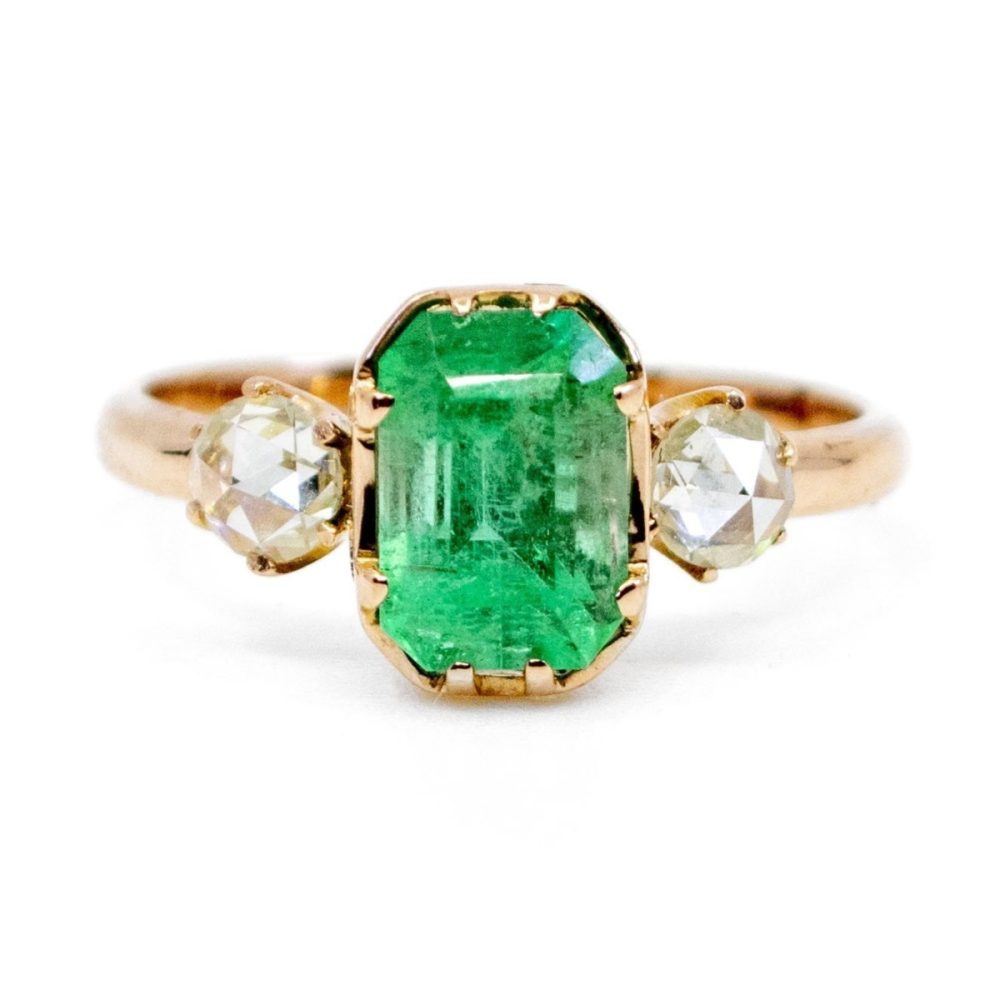 Antique Victorian Emerald and Diamond Ring