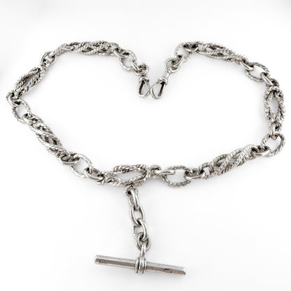 Victorian 1897 Knot & Reef Link Silver Albert Chain