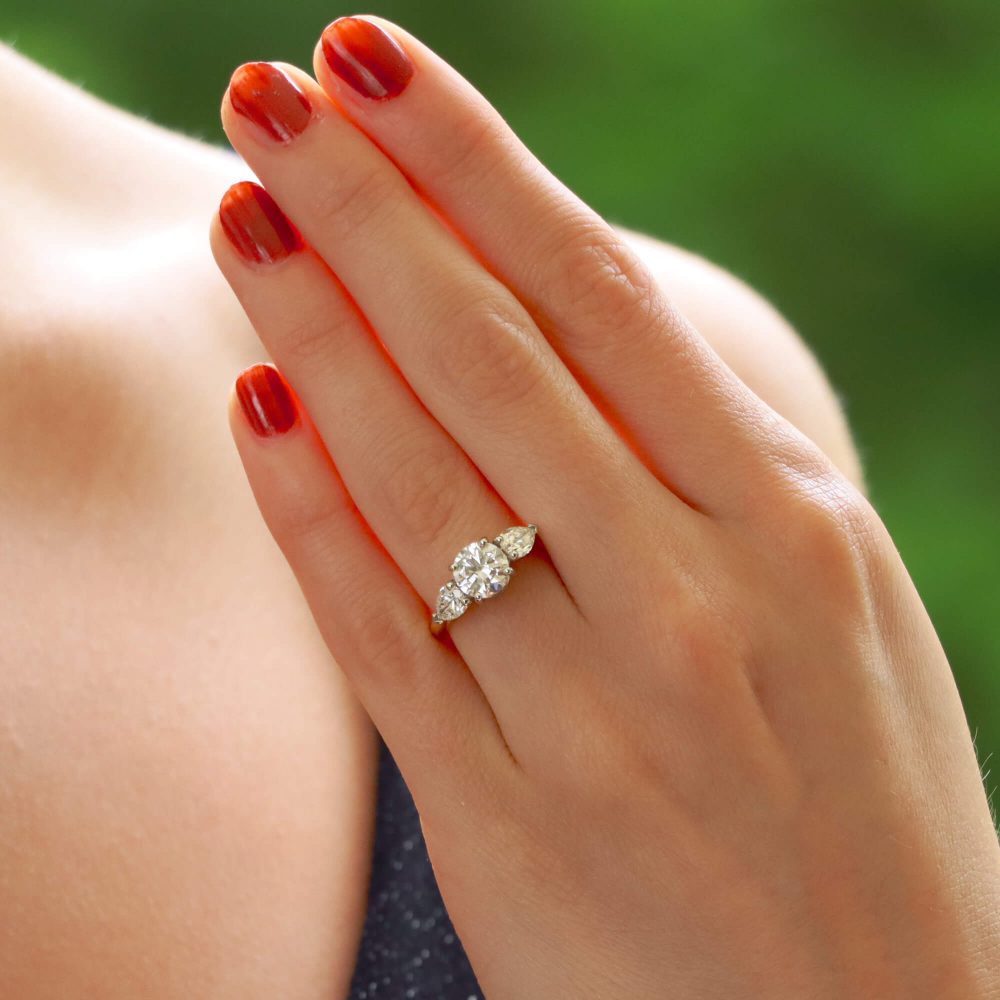 2.00ct GIA Certified Round and Pear Cut Diamond Ring