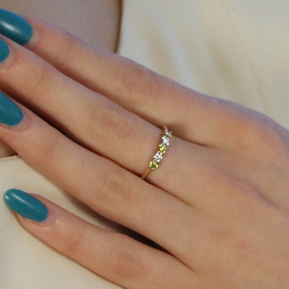 Natural Yellow and White Diamond Half Eternity Ring