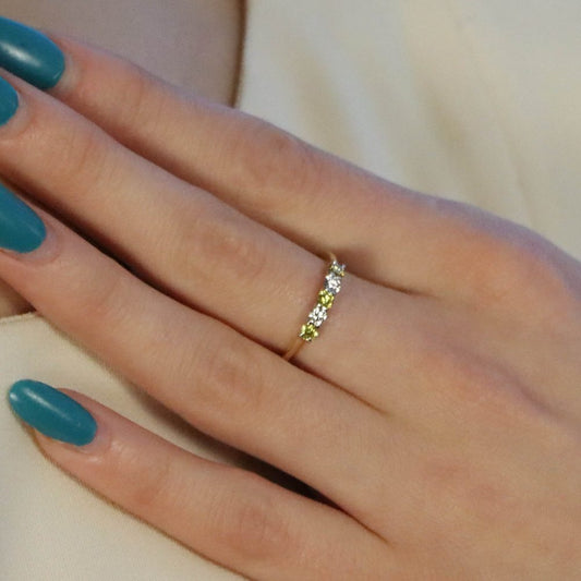 Natural Yellow and White Diamond Half Eternity Ring