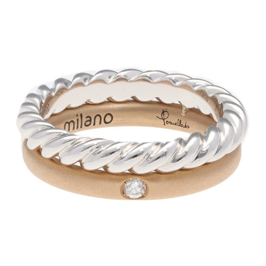 Vintage Pomellato Diamond Set Bi Colour Gold Double Band Ring