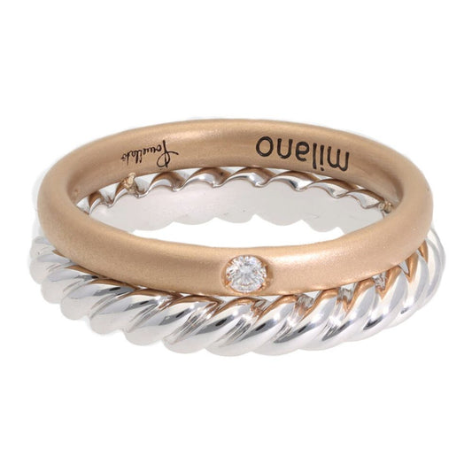 Vintage Pomellato Diamond Set Bi Colour Gold Double Band Ring