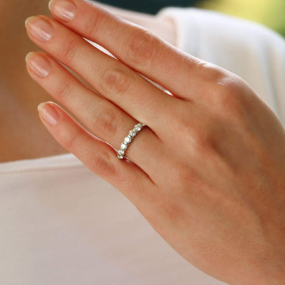 Diamond Bar Set Half Eternity Ring in Platinum, 0.75cts