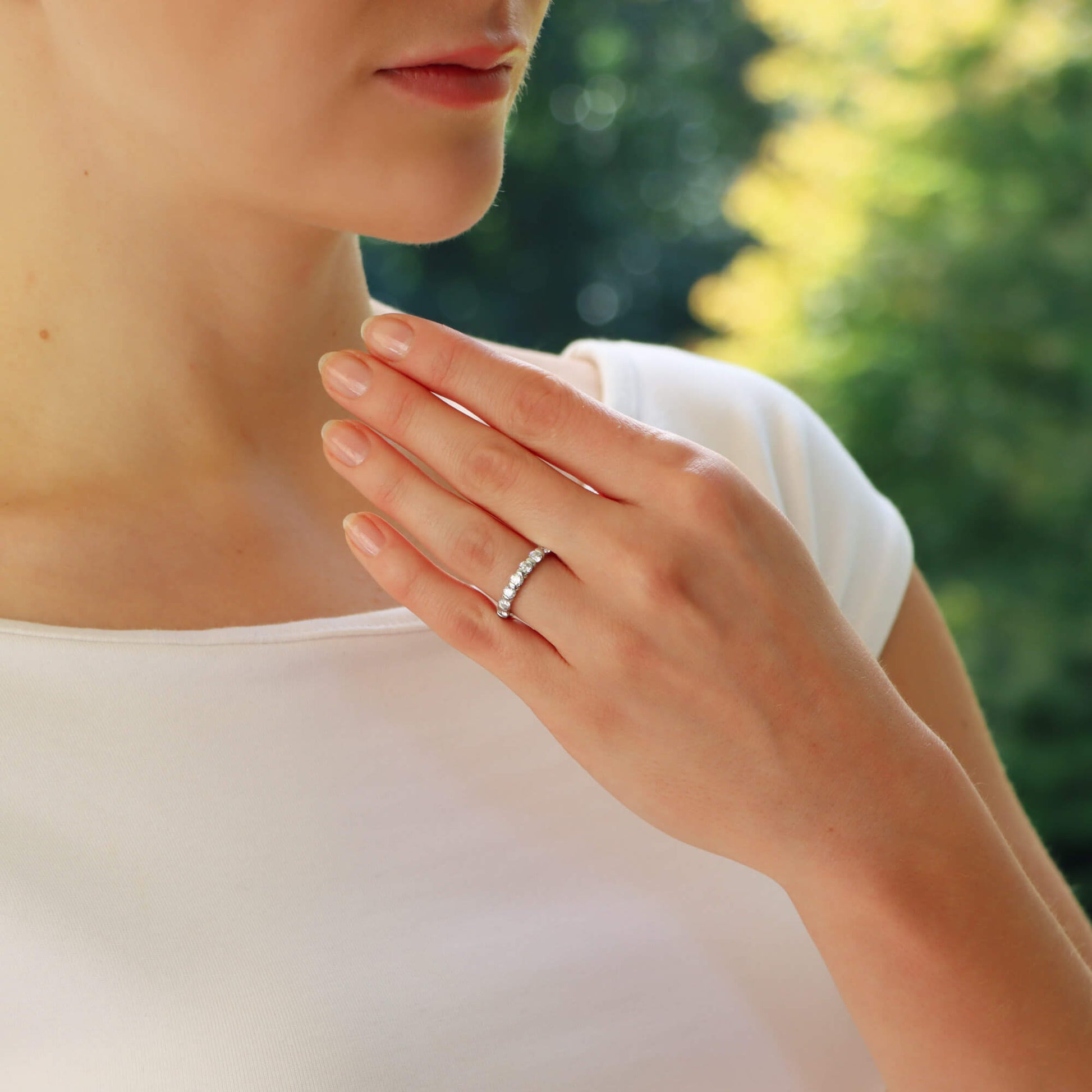 Diamond Bar Set Half Eternity Ring in Platinum, 0.75cts