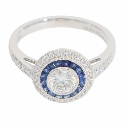 Art Deco Style Sapphire and diamond target cluster ring side