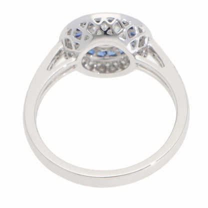 Art Deco Style Sapphire and diamond target cluster ring side